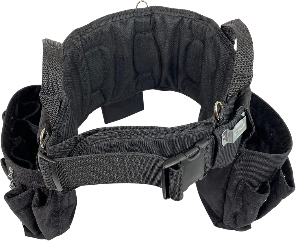 BOULDER BAG Professional Electrician's MAX Combo with Comfort Back Support Tool Belt, Quick Release Buckle, Heavy Duty Work Belt, Black, (Small 24-27 Inch Waist), Made in USA
