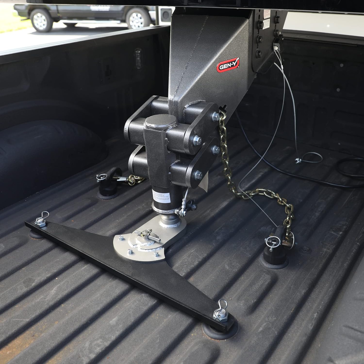 GEN-Y GH-21002 GoosePuck 5' Offset Gooseneck Ball for OEM Puck Mount System fits 2019 Chevy and GMC Long Bed Trucks - 25,000 LB Towing Capacity