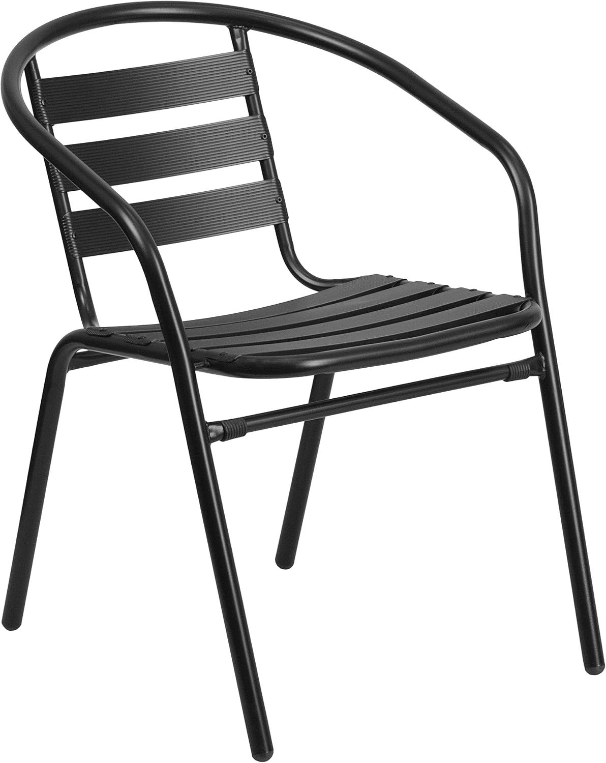 Flash Furniture TLH-ALUM-28SQ-017BK4-GG Lila 27.5'' Square Aluminum Indoor-Outdoor Table Set with 4 Slat Back Chairs, Black