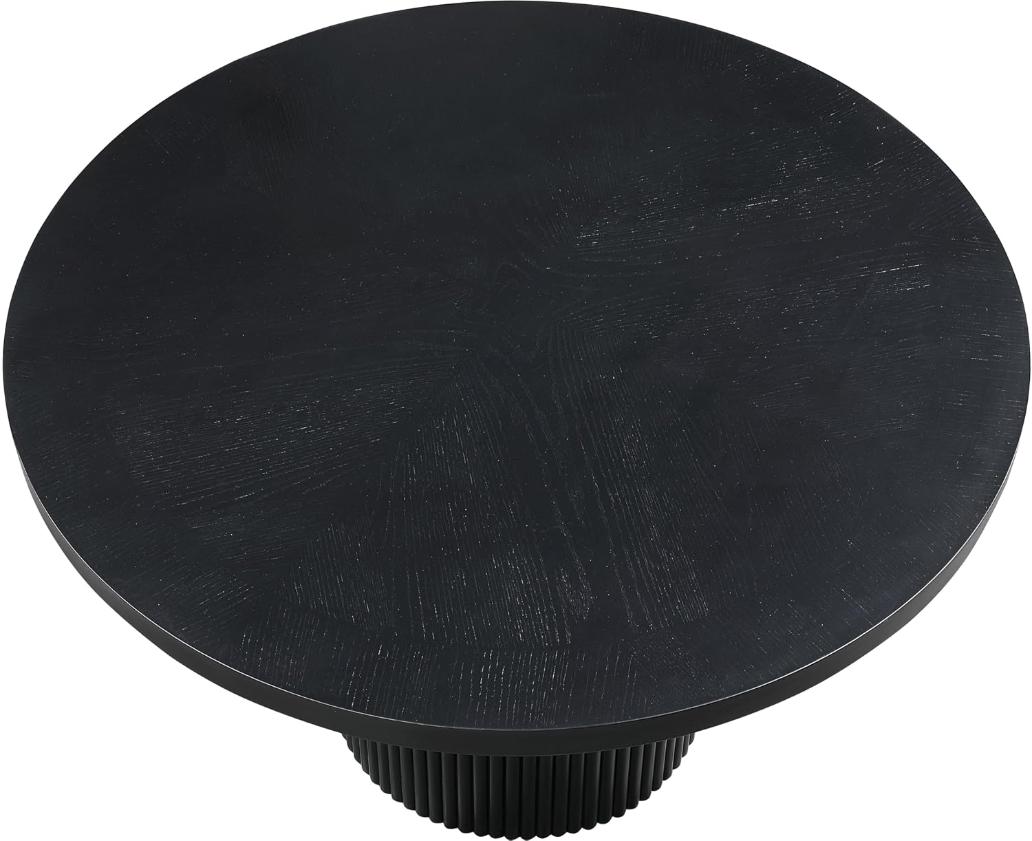 Meridian Furniture 728Black-T Belinda Collection Mid-Century Modern Dining Table, Solid Wood Base, Black Finish Oak Wood Veneer MDF Top, Round Top, Fluted Base, 48' W x 48' D x 31' H, Black