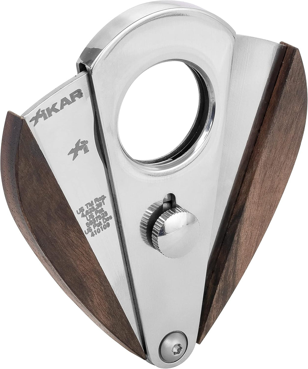 Xikar Xi3 Cigar Cutter, 54 Ring Gauge, Unique Teardrop Shape, 440 Stainless Steel With An HRC of 57, Black Macassar Ebony