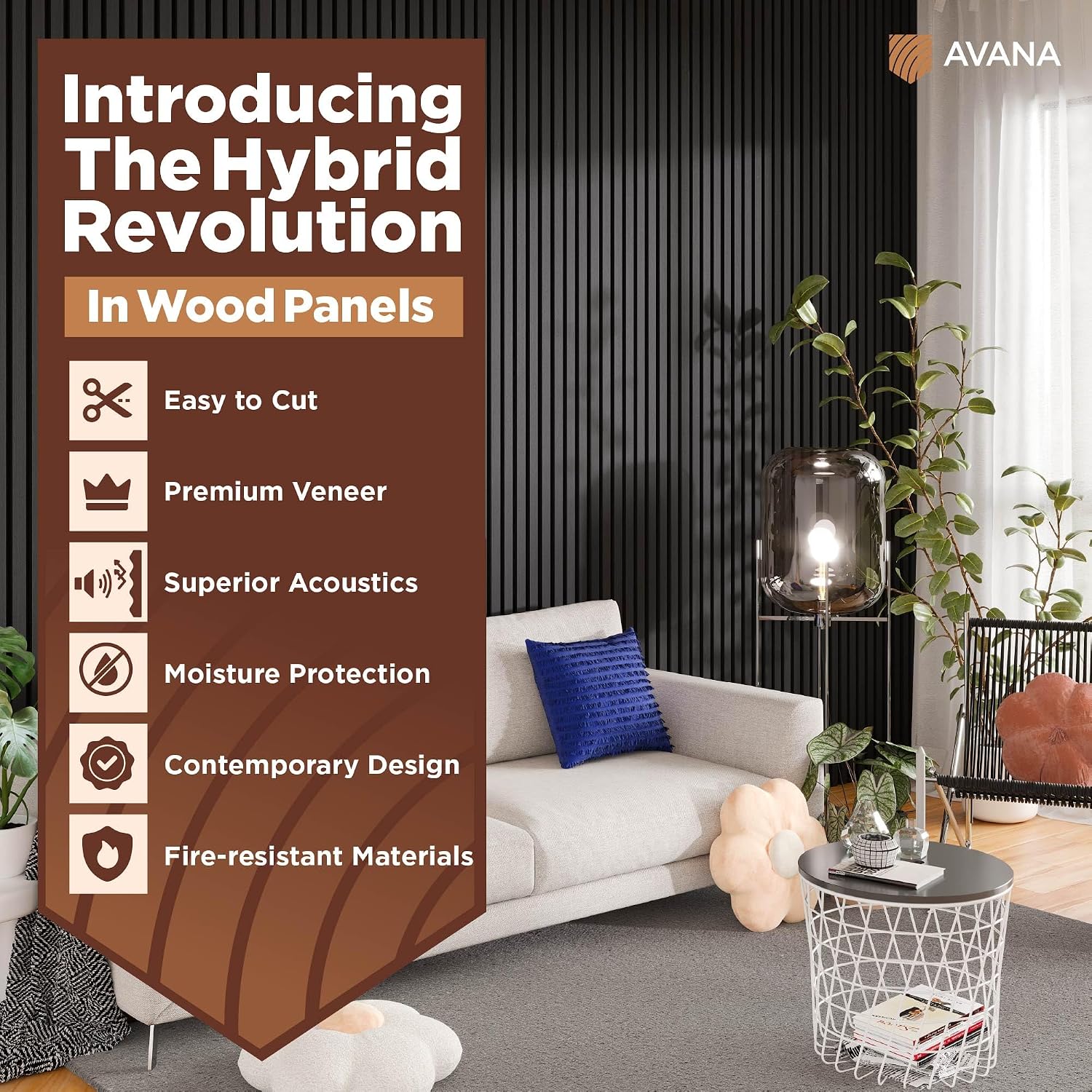 Avana Acoustic Wood Wall Panels –93.2x11.25 Inch Panels – Fits 94x12 Layout – Black Oak Acoustic Panels 2 PCs – Wall Panels For Interior Wall Decor For Homes, Offices – Decorative Wood Panels For Wall