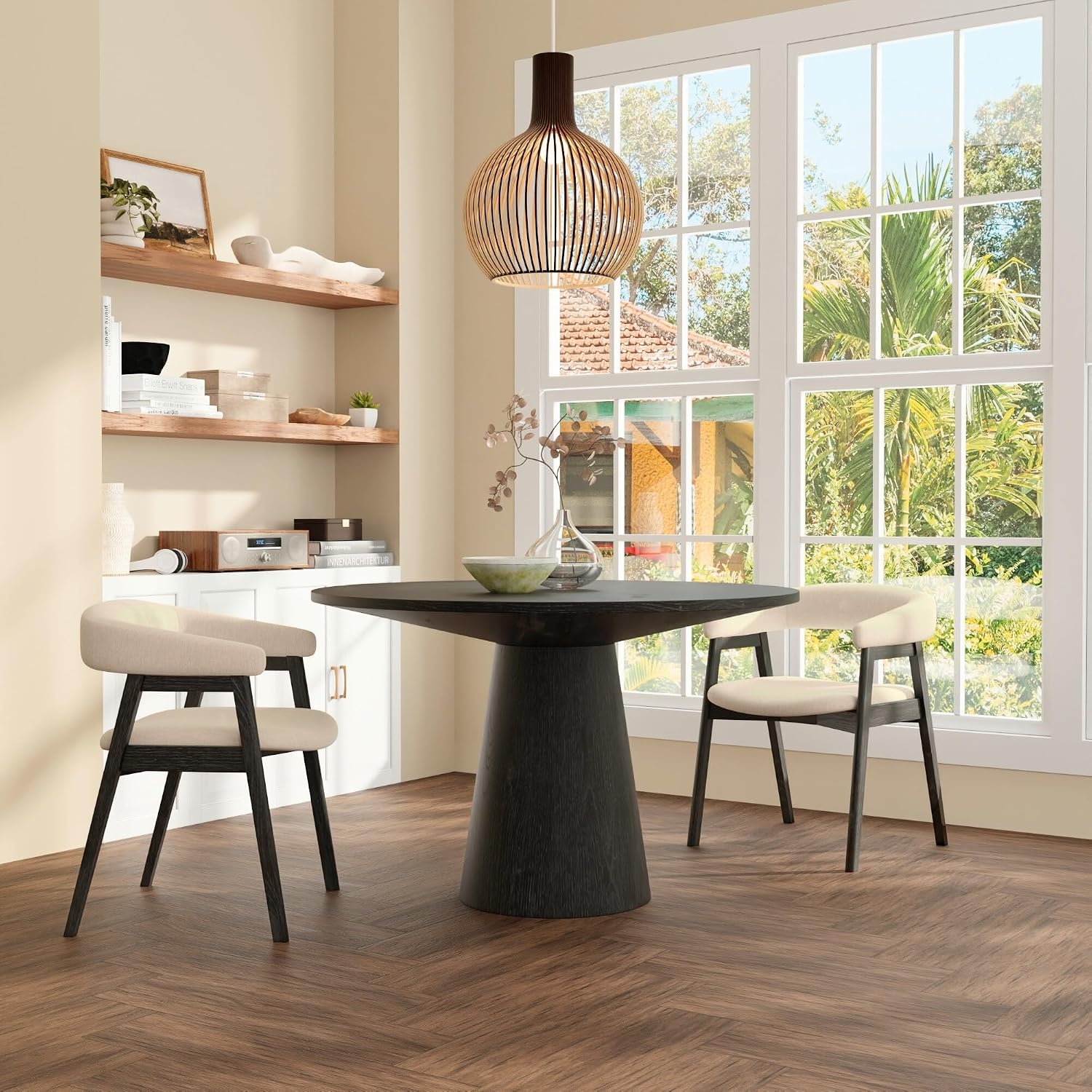 Alpine Furniture Cove 47 in. W Round Wood Dining Table in Black