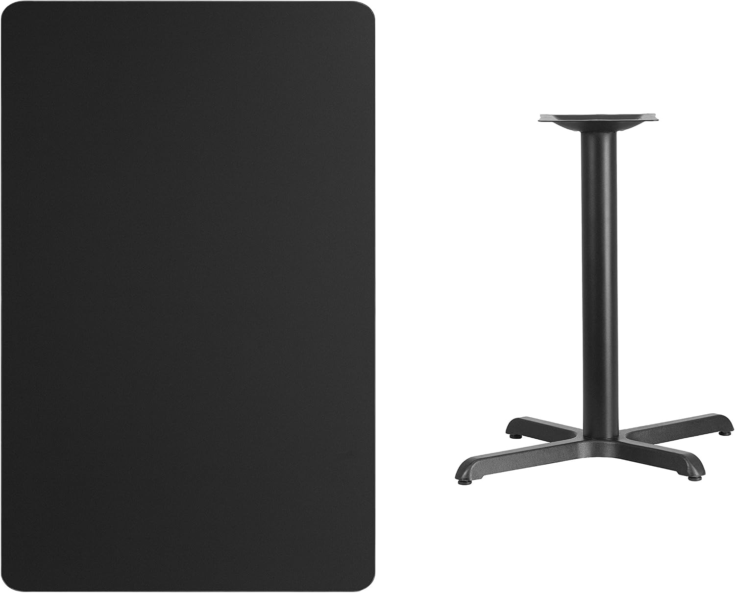 Flash Furniture Stiles 30'' x 48'' Rectangular Black Laminate Table Top with 23.5'' x 29.5'' Table Height Base