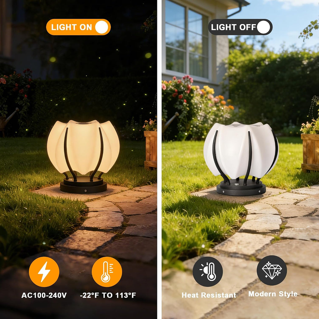 Solar Post Lights, IP54 Modern Pillar Light, Waterproof Column Lamp Outdoor, Dusk to Dawn Solar Post Cap Light with 3200K LED,Fence Deck Cap Lights for Garden Deck Patio Outside Lighting (Flower)