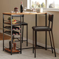 Dining Table Set for 2, Counter Height Table with 2 Upholstered Chairs and Storage Shelves, Bistro Table and Chair Set of 2, Kitchen Table Set for Small Space (Brown Table and 2 Upholstered Chairs)