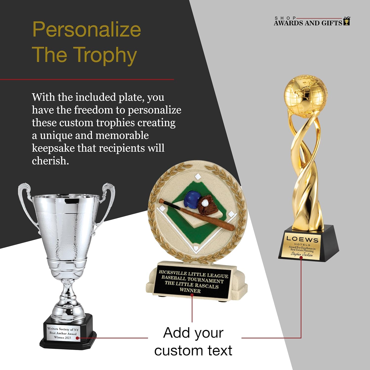 SHOP AWARDS AND GIFTS Customizable 15-3/4 Inch Painted Resin Fantasy Football Trophy on Rosewood Base, Includes Personalization