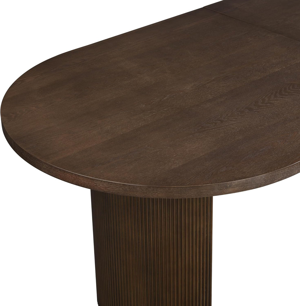 Oval Dining Table with Double Pedestal Base for 6 People, 88-inch Kitchen Table for Dining Room, Easy to Assemble, Walnut