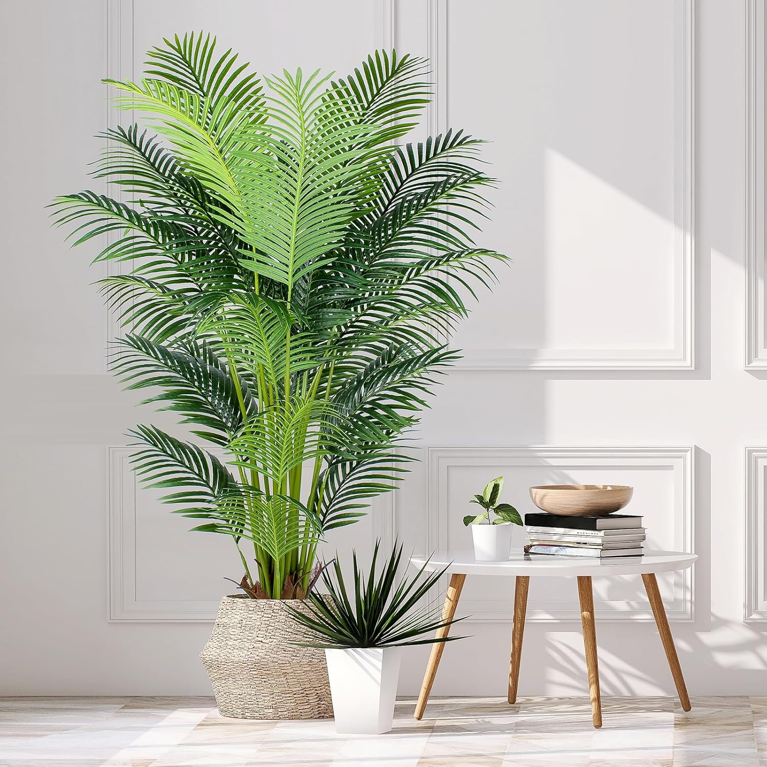 YEPDIN 6 Ft Artificial Tropical Palm Tree With 24 Removable Leaves - Large Faux Plant for Indoors and Outdoors, Silk Housewarming Gift, K185