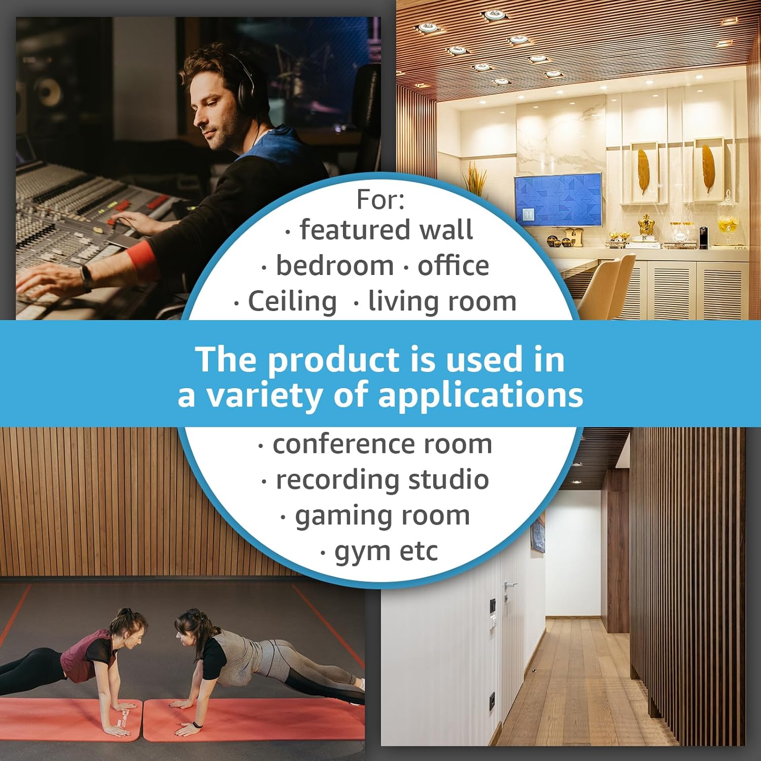 Art3d 4-Pack 108' x 12' Acoustic Wood Panels for Wall, Soundproof Wood Slat Panel for Wall and Ceiling, 3D Fluted Sound Absorbing Paneling for Interior Wall Decor, Living Room, Bedroom - Teak