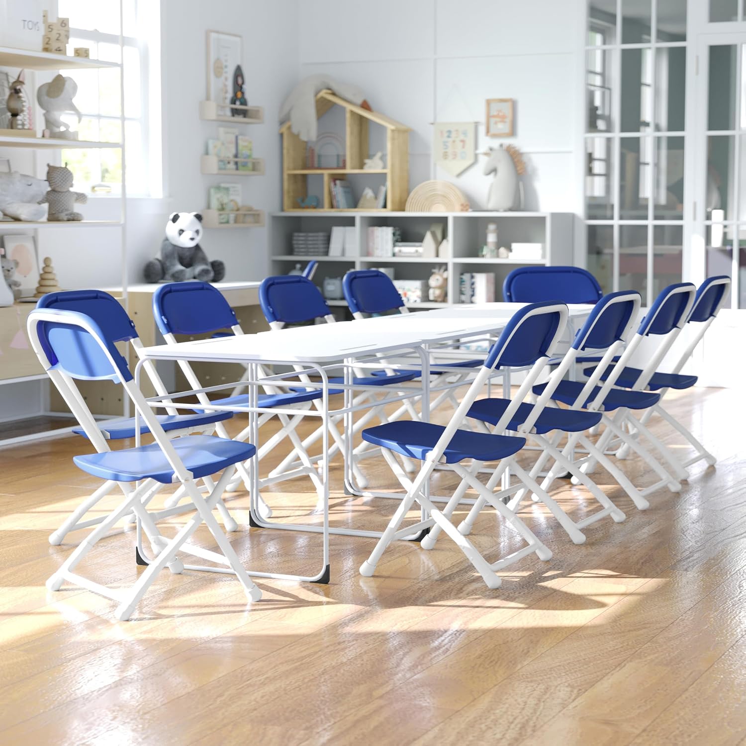 Flash Furniture 2 Pack Kids Blue Plastic Folding Chair