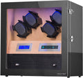 Automatic Watch Winder with Storage Drawer, Watch Winder Box with Super Quiet Japanese Motors, Built-in Blue LED Illuminated and 4 Flexible Pillows, Carbon Fiber
