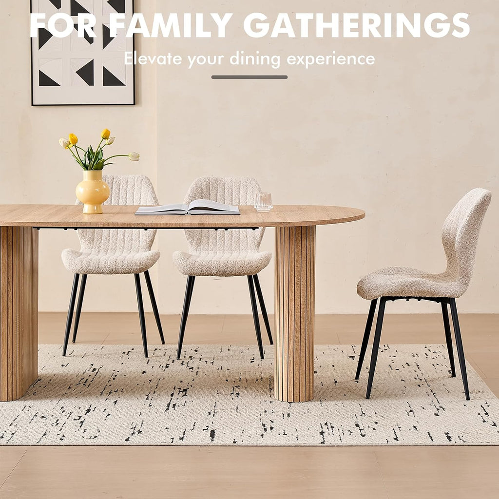 70.8' Oval Dining Table for 4 6 Person, Modern Farmhouse Kitchen Dinner Table for Breakfast Living Receiption Room, Natural