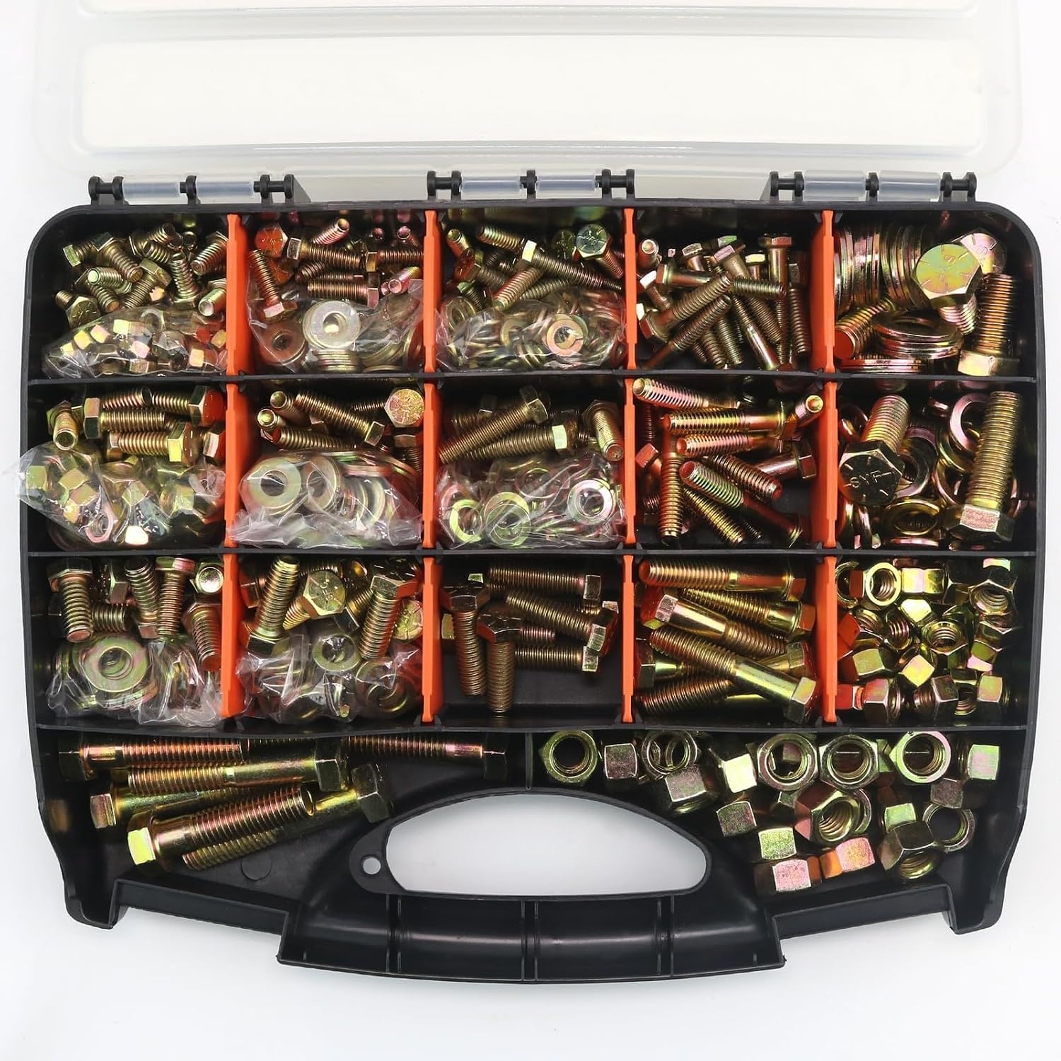 924Pcs Grade 8 Bolts and Nuts Assortment Kit, 1/4-20, 5/16-18, 3/8-16, 1/2-13...