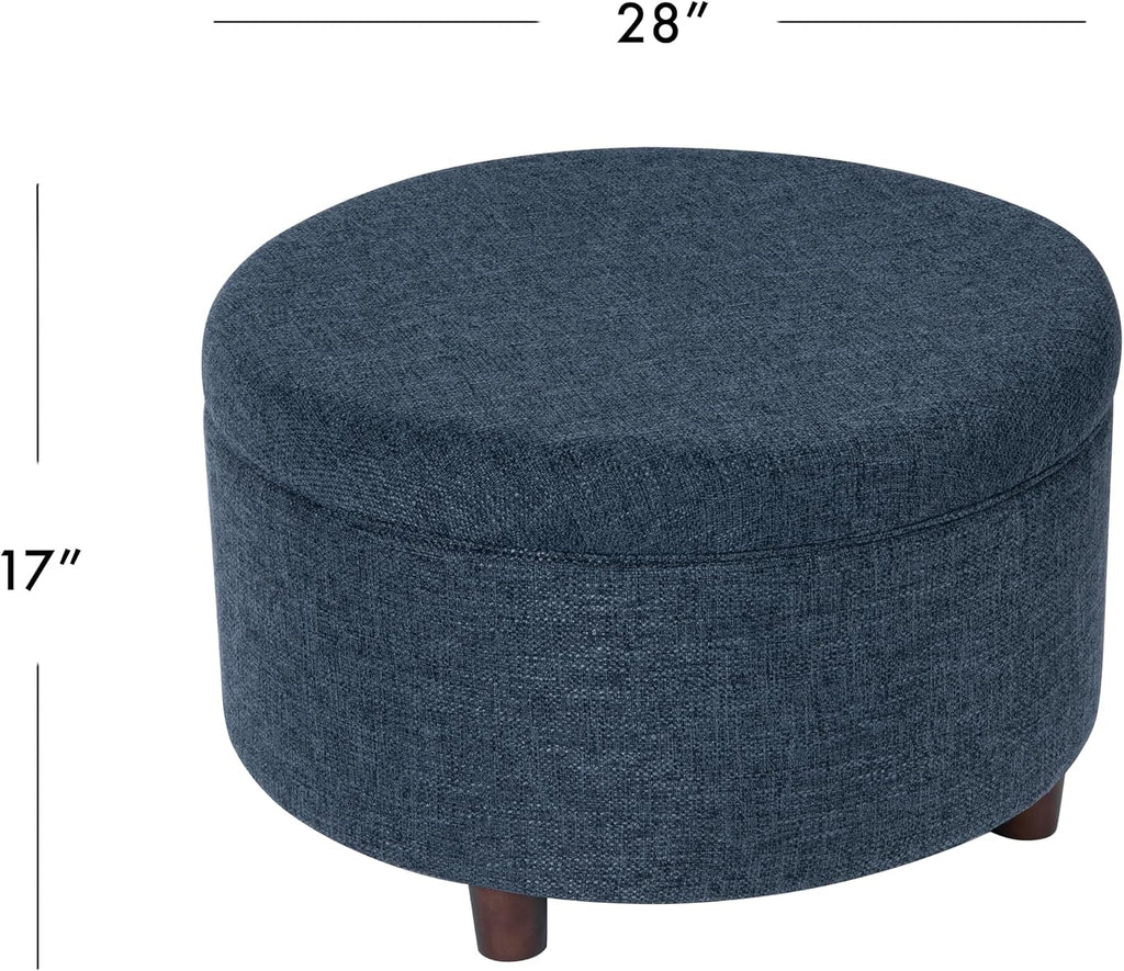 HomePop Round Storage Ottoman - Textured Navy