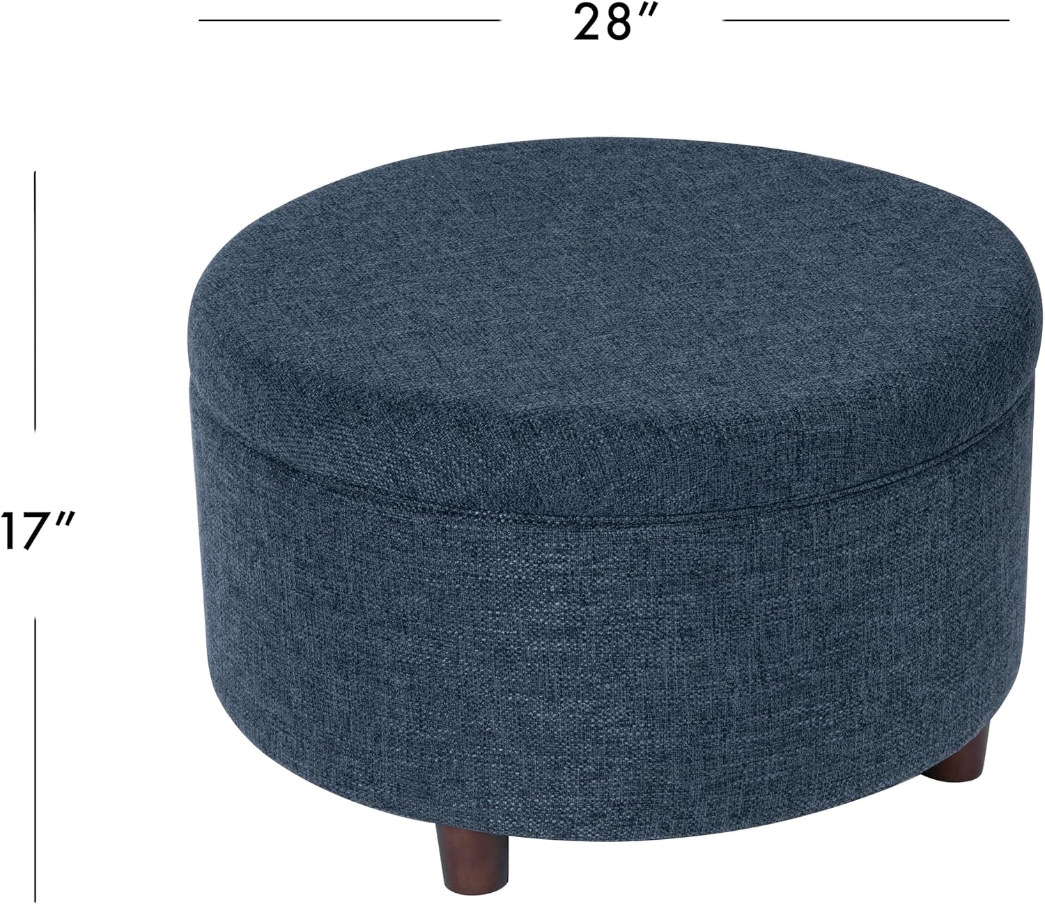 HomePop Round Storage Ottoman - Textured Navy