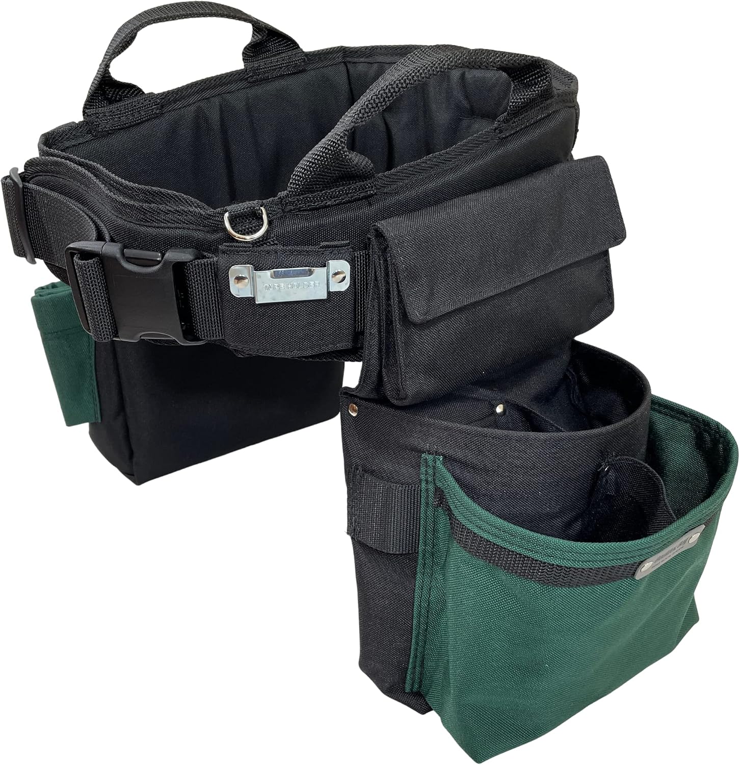 BOULDER BAG Ultimate Electrician's MAX Combo with Comfort Back Support Tool Belt, Quick Release Buckle, Heavy Duty Tool Belt, Green (Medium 28-32 Inch Waist), Made in USA