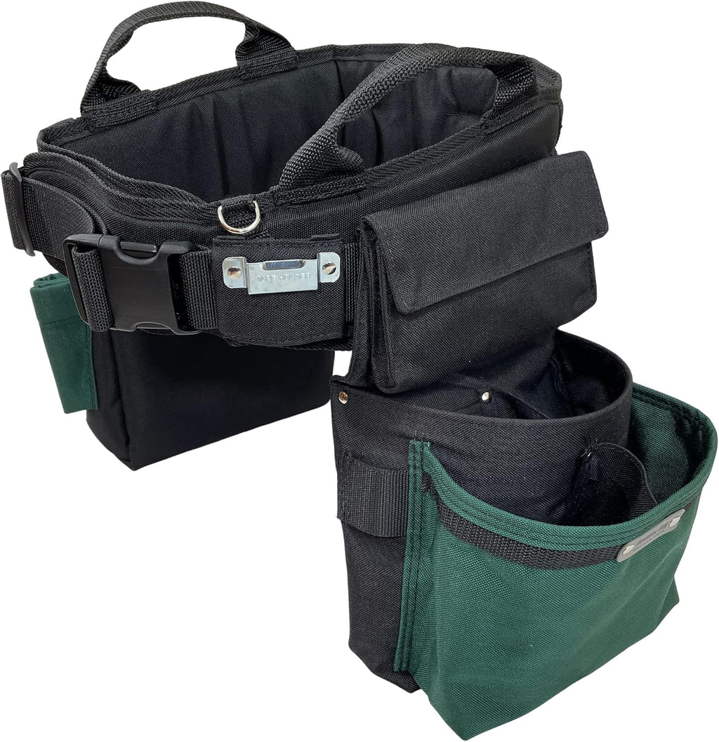BOULDER BAG Ultimate Electrician's MAX Combo with Comfort Back Support Tool Belt, Quick Release Buckle, Heavy Duty Work Belt, Green (Extra-Large 37-42 Inch Waist), Tool Belt Made in USA