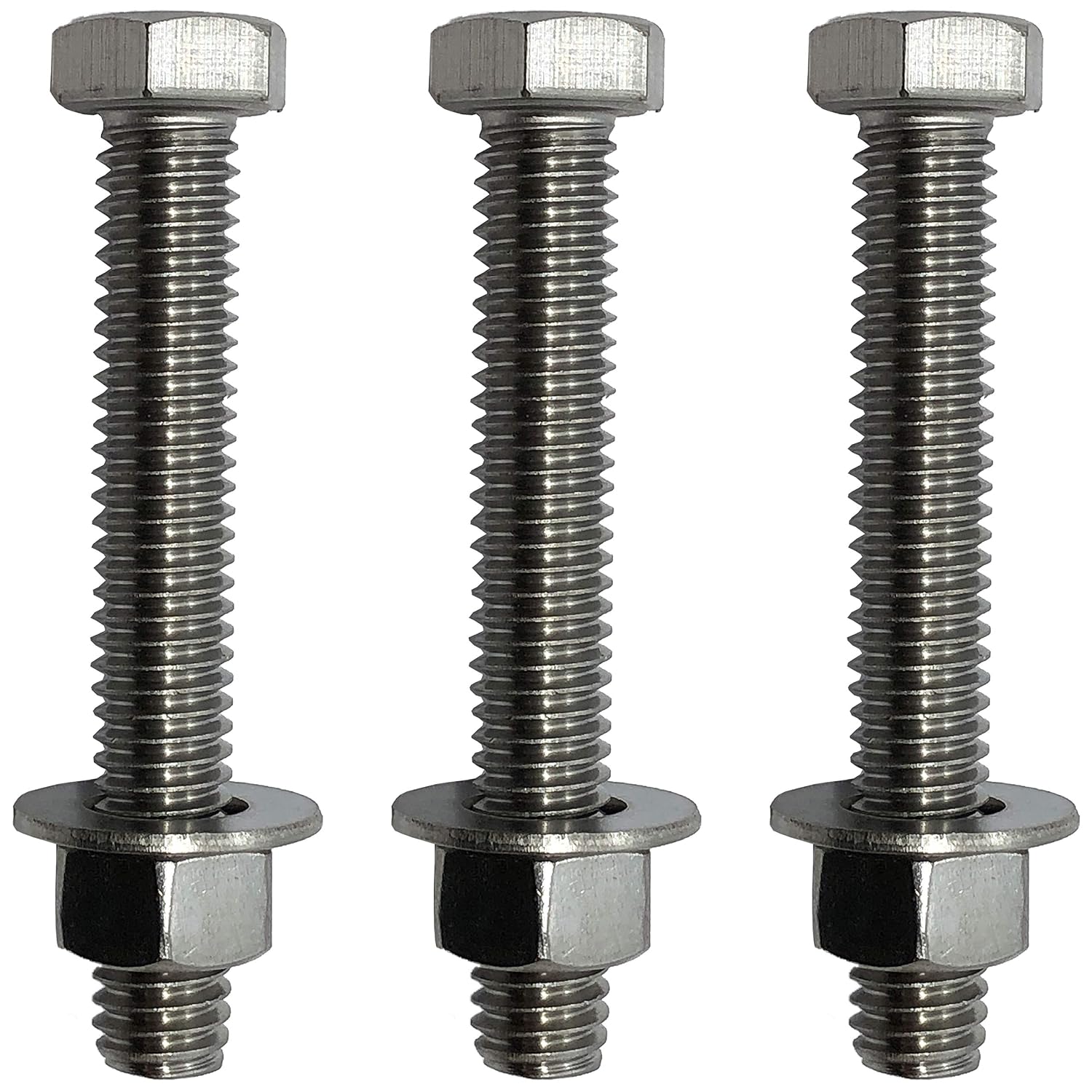 1/2' - 13 x 2-304-STAINLESS Steel Bolts, Nuts & WASHERS - 18-8 HEX Head Bolt - 304 Grade. General Purpose Bolts + Nuts + Washers - Full Thread Tap Bolts (100)