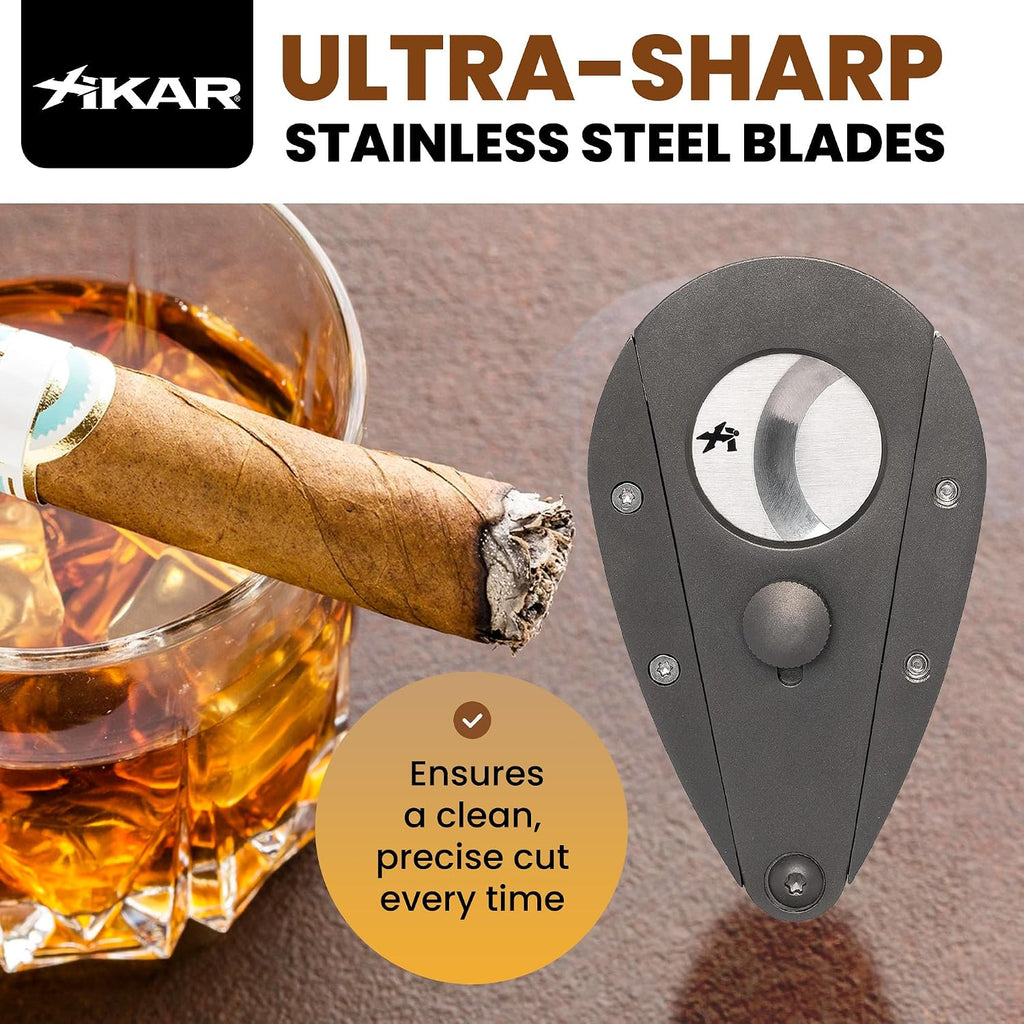 XIKAR Xi3 Cigar Cutter – Precision Double Guillotine Cigar Cutter with 440C Stainless Steel Blades – Rockwell C Rated for 54 to 60 Ring Gauge Cigars – Premium Travel Cigar Accessories