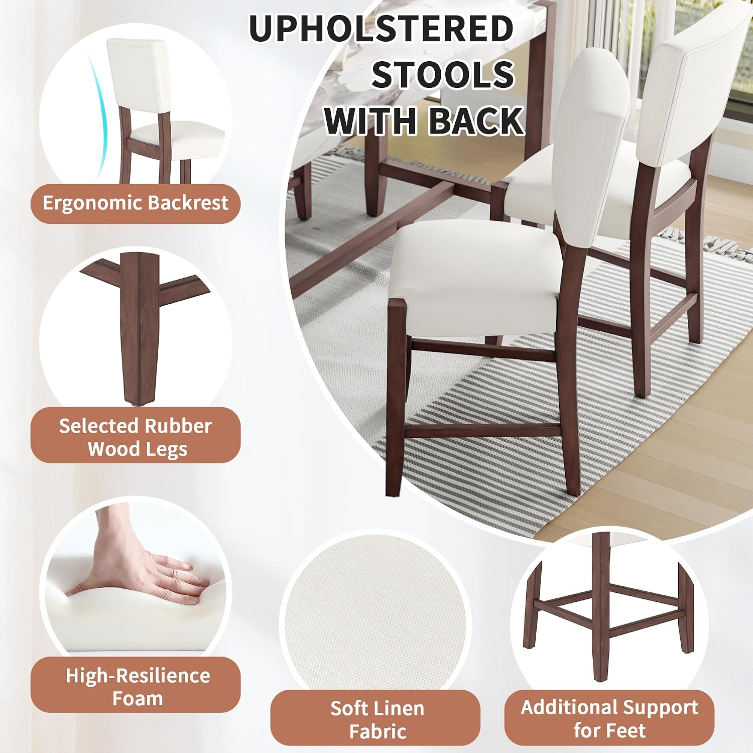 P PURLOVE 5 Piece Kitchen Table Set Counter Height Dining Table Set with Rectangle Table and 4 Cushioned Chairs for Small Place,Pub Kitchen