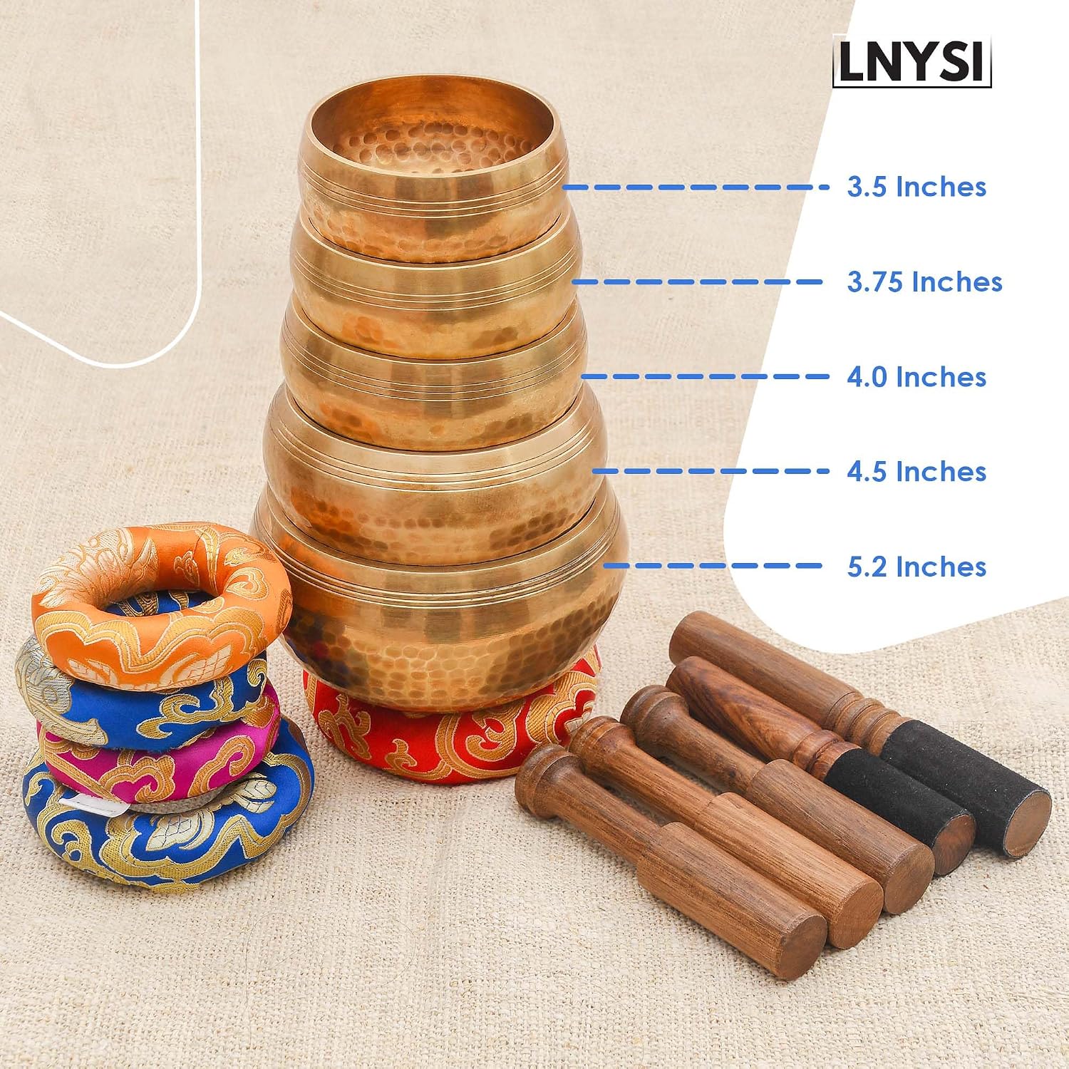 Tibetan Singing Bowl Set - Authentic Cuencos Tibetanos for Sound Healing, Meditation & Chakra Balancing - Includes Cushion, Mallet-Unique Spiritual Gifts for Women and Men (5 Chakra Set)