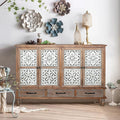 LKTART 59' Vintage Sideboard Buffet Cabinet with Storage,French Country Sideboard with Carved Doors,Farmhouse Credenza Accent Cabinet, Natural Wood