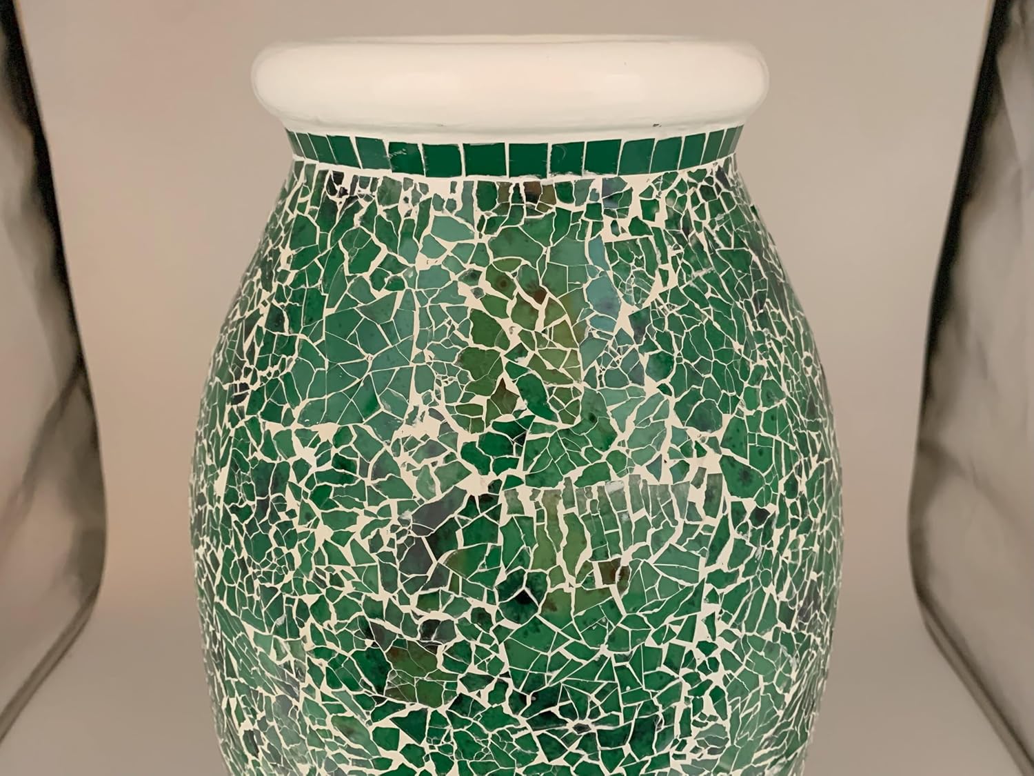 Floor Vase, 24 Inch Mosaic Vase – Tall Cylinder Made of Terracotta with Green Glass Mosaic Pieces – Handcrafted Decorative Home Décor Accent Piece for Bedroom, Living Room, Office