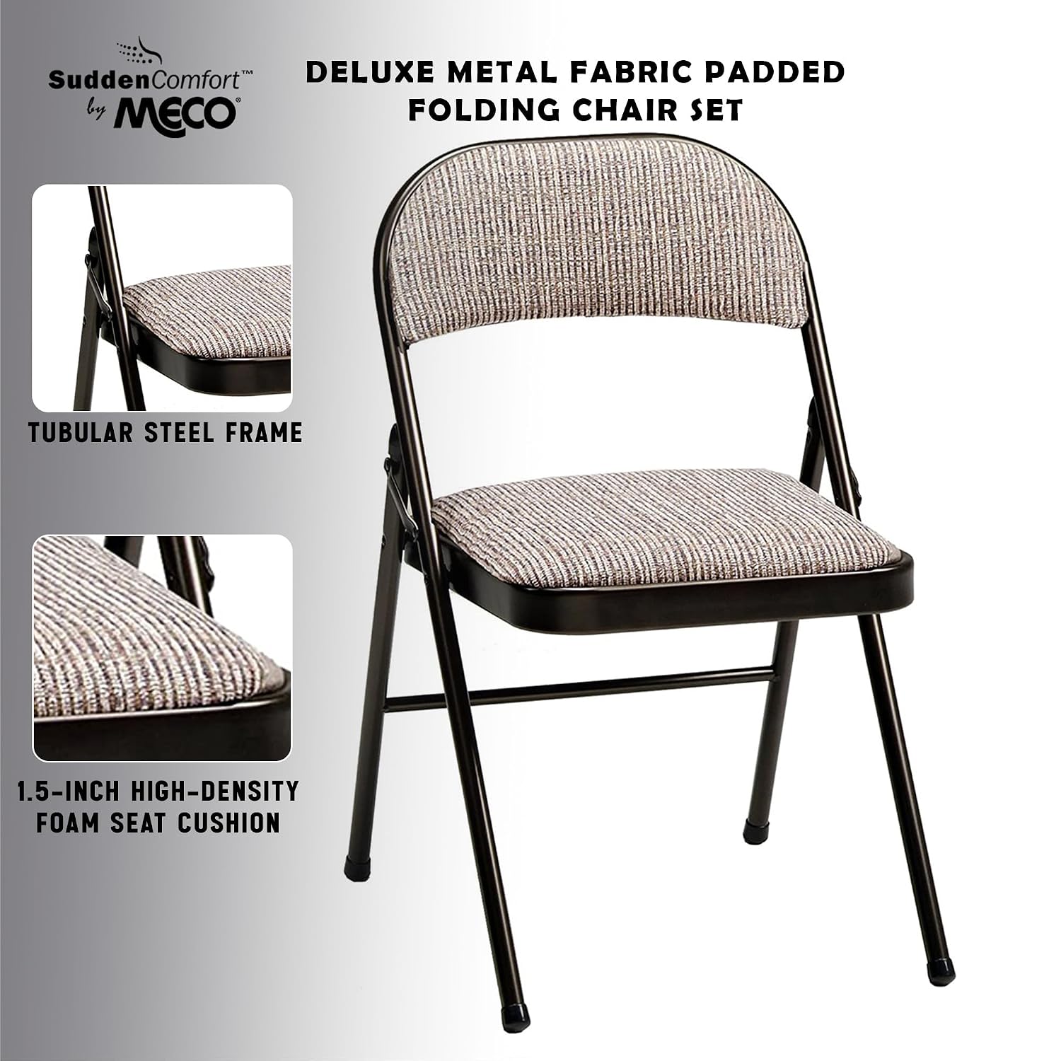 MECO 4 Pack Padded Folding Chairs, Cushioned Motif Fabric Foldable Chair, Cinnabar
