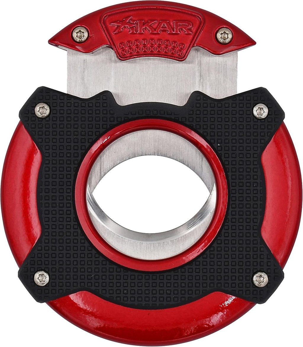 XIKAR Enso Cigar Cutter, Synchronized Double-Guillotine Stainless Steel Blades, Planetary Gear System, Red