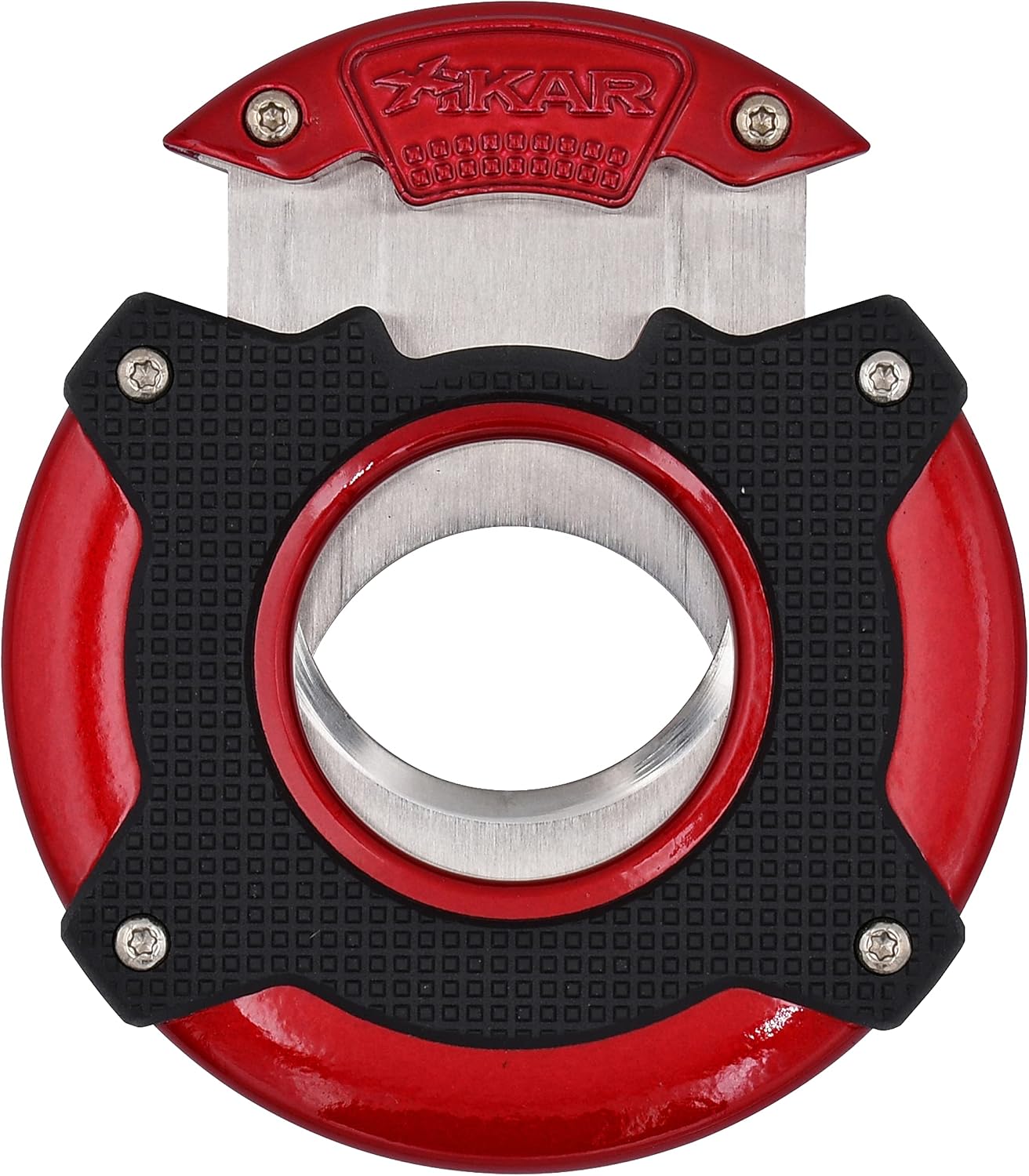 XIKAR Enso Cigar Cutter, Synchronized Double-Guillotine Stainless Steel Blades, Planetary Gear System, Red