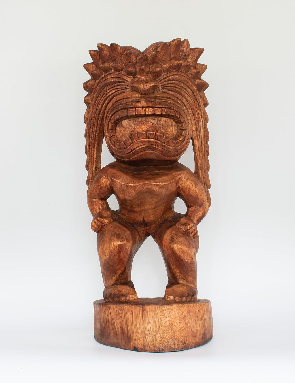 G6 Collection 24' Extra Large Handmade Wooden Primitive Tribal Statue Sculpture Tiki Bar Totem Handcrafted Unique Gift Art Decorative Home Decor Accent Figurine Decoration Hand Carved Spiky Hair