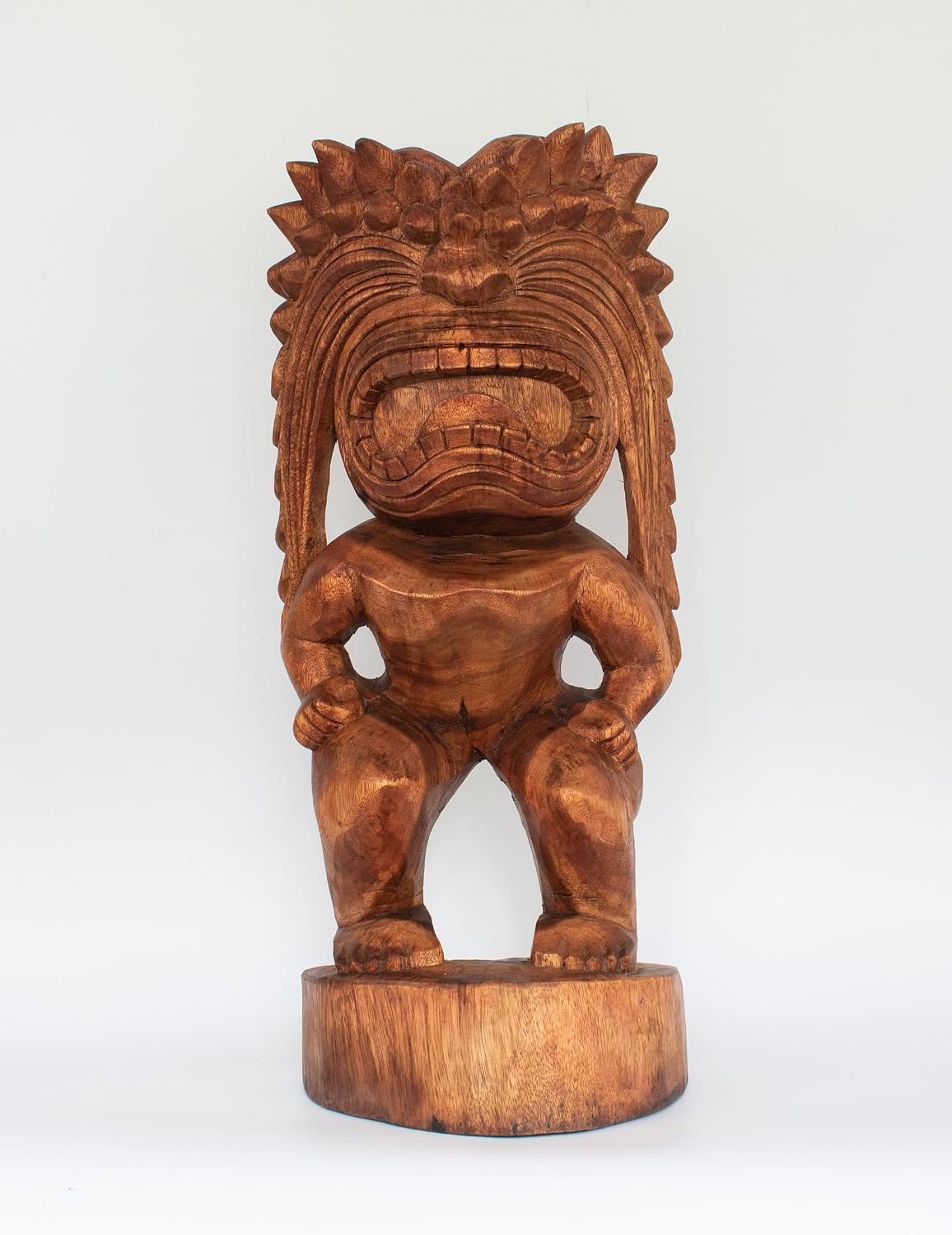 G6 Collection 24' Extra Large Handmade Wooden Primitive Tribal Statue Sculpture Tiki Bar Totem Handcrafted Unique Gift Art Decorative Home Decor Accent Figurine Decoration Hand Carved Spiky Hair