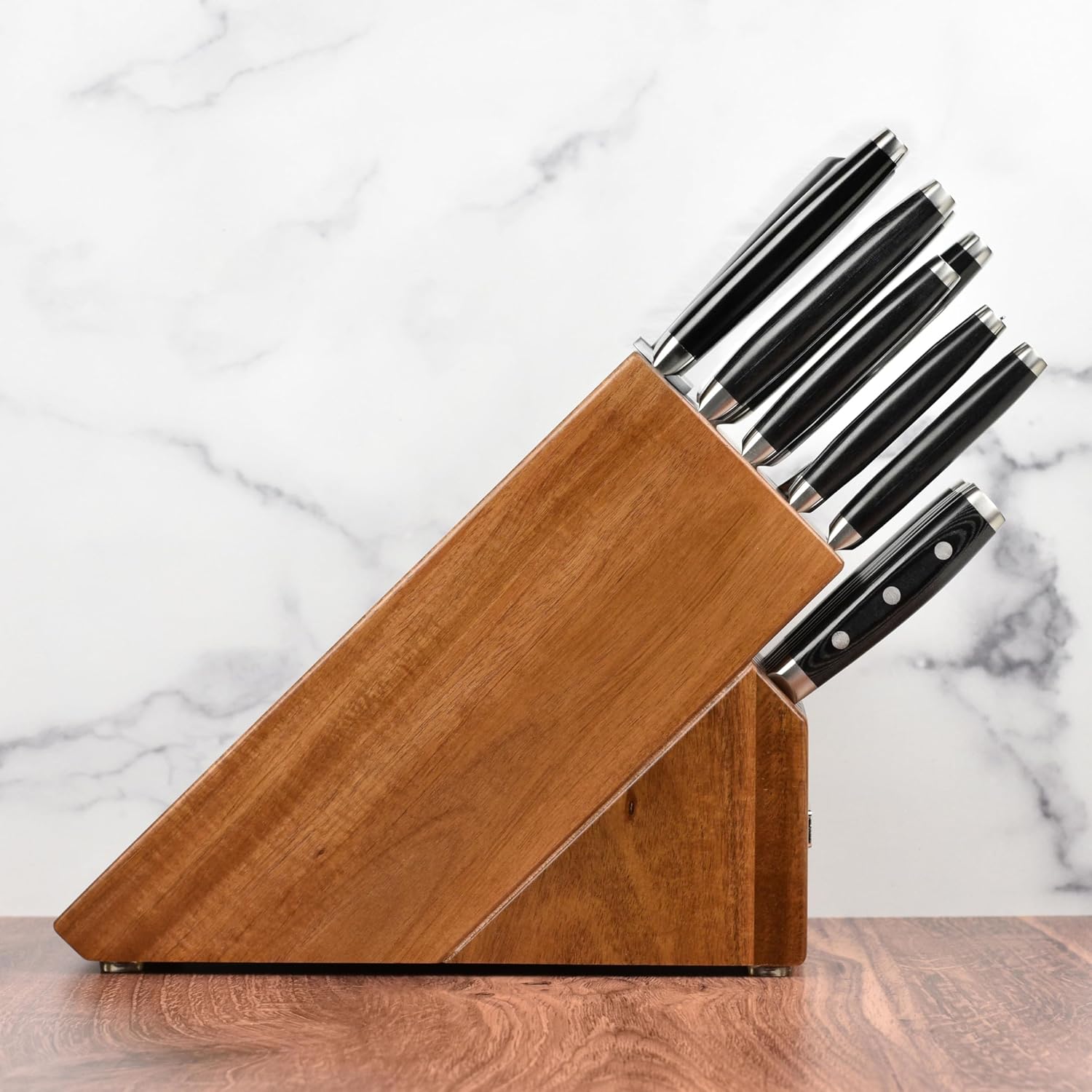 Enso HD 16 Piece Knife Set - Made in Japan - VG10 Hammered Damascus Stainless Steel with Acacia Block