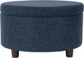 HomePop Round Storage Ottoman - Textured Navy