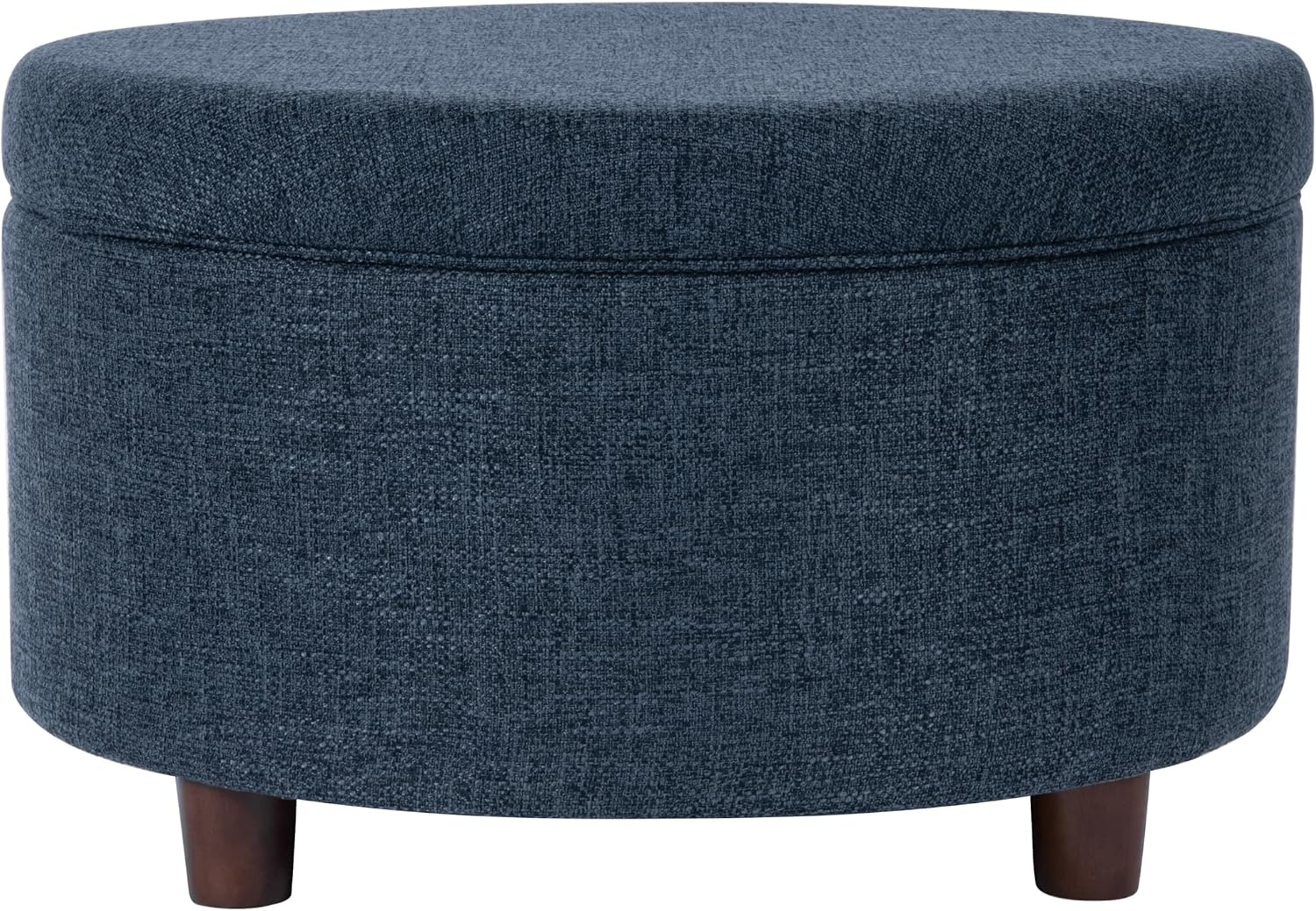 HomePop Round Storage Ottoman - Textured Navy