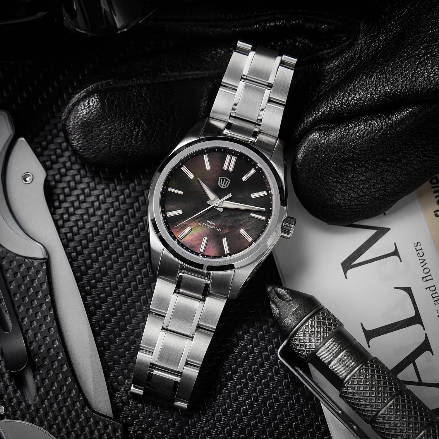watchdives WD0003C Elementum Original Design Men Watch VH31 Sweep Second Quartz Watch 36mm Sapphire Crystal Luxury Wristwatch 100m Waterproof