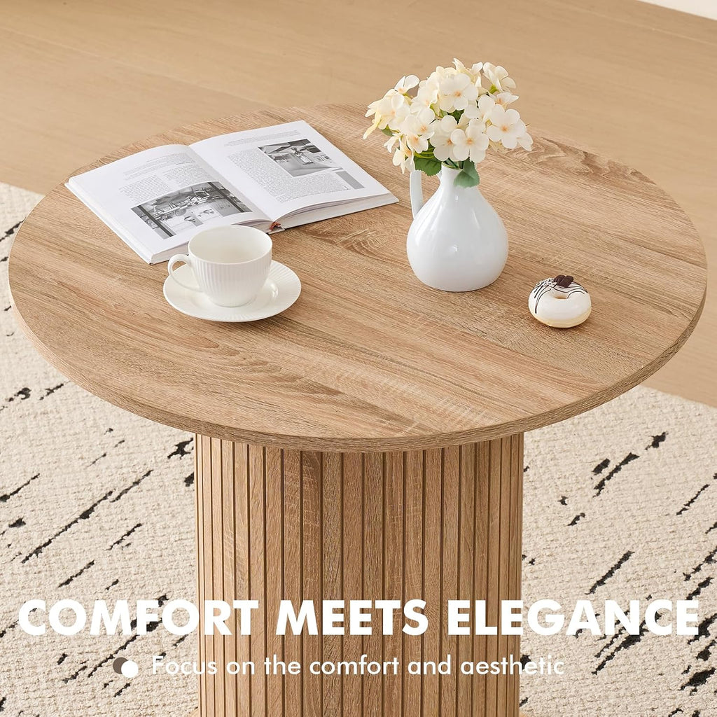 35.5' Round Dining Table for 2, Modern Small Pedestal Kitchen Table, Space Saving, for Apartment Dining Living Room