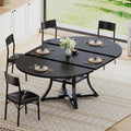Itaar Round Extendable Dining Table Set for 4-6 People, 5-Piece Kitchen Table Set with 4 Cushion Chairs, Dining Room Table for 6 with MDF Board & Metal Frame for Small Space, Easy Clean, Black