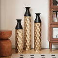 Floor Metal Decorated Vases Set of 3 for Gorgeous Home Decoration Large Glazed Metal Vases (Black+Gold)