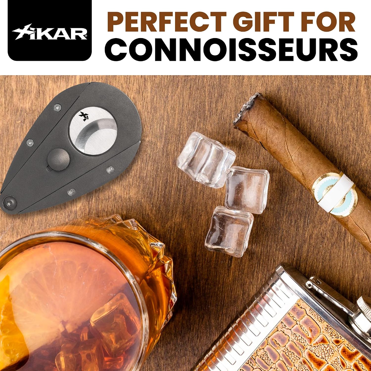 XIKAR Xi3 Cigar Cutter – Precision Double Guillotine Cigar Cutter with 440C Stainless Steel Blades – Rockwell C Rated for 54 to 60 Ring Gauge Cigars – Premium Travel Cigar Accessories