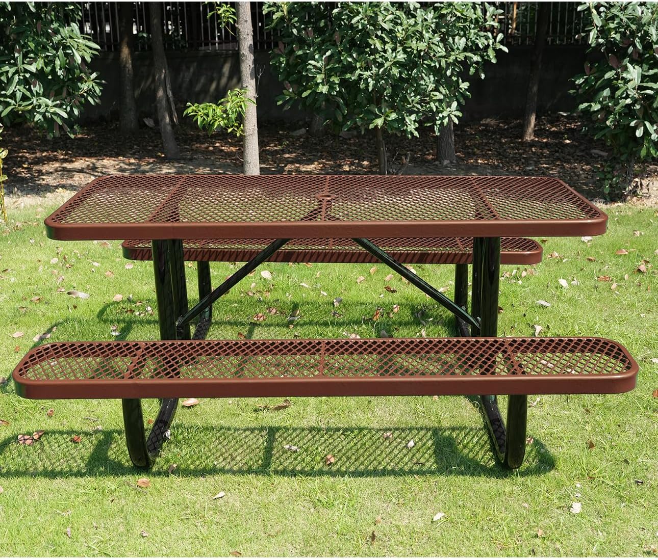 Heavy Duty 6' Rectangular Picnic Table, Expanded Metal (72' Long) (Brown)