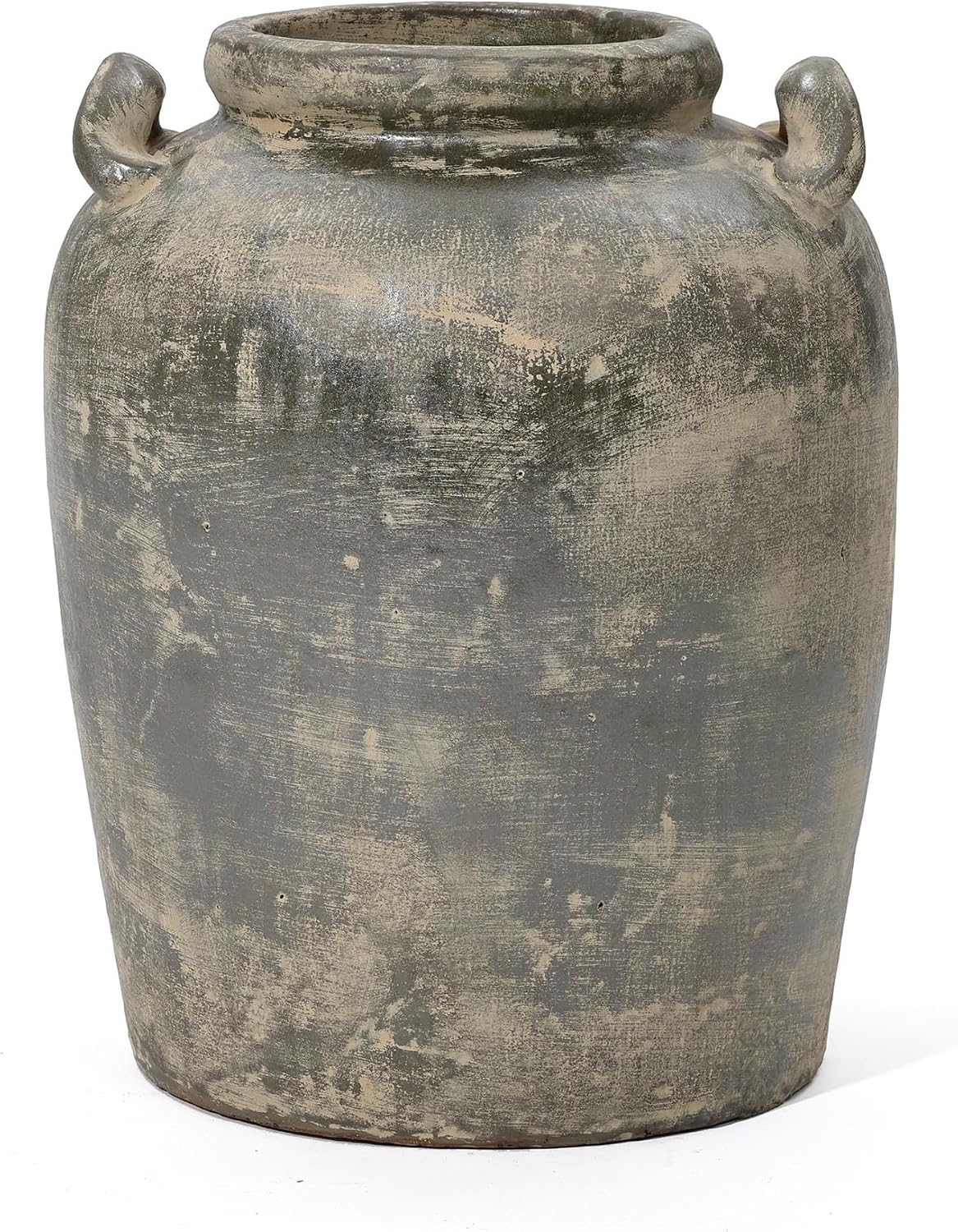 LuxenHome Vintage Ceramic Flower Vase,15''Tall Farmhouse Jug Brown Large Vases for Room Decor,Rustic Terracotta Vase Entry Way Table Home Decor Living Room Home Décor Accents