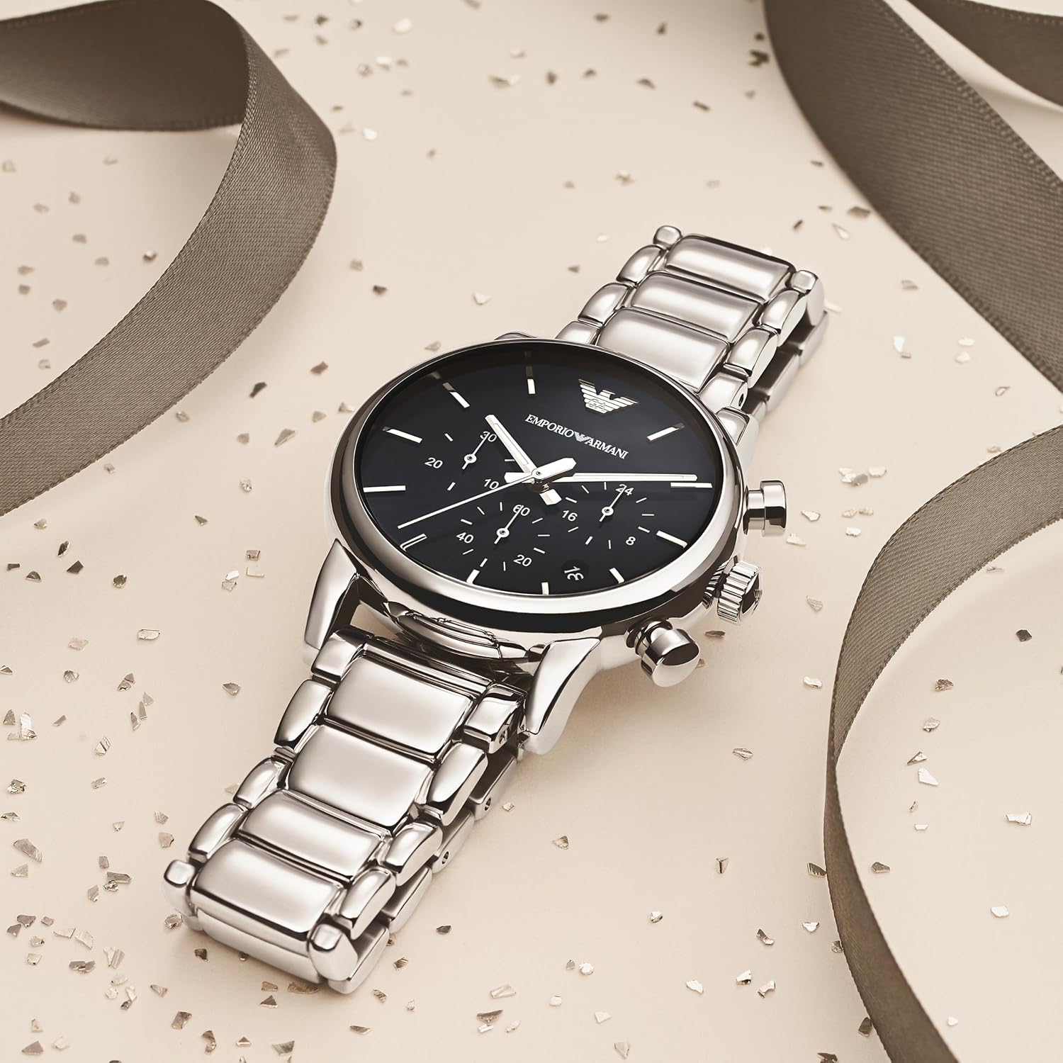Emporio Armani Men's Three Hand, Automatic or Chronograph Watch with Stainless Steel or Leather Band