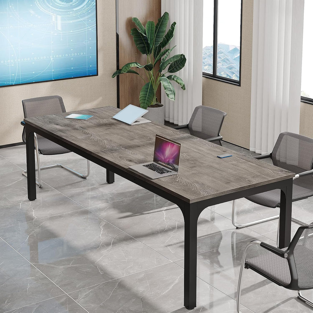 Tribesigns 6.5FT Conference Table, 78.7-Inch Rectangle Meeting Seminar Table, Large Business Tables for 6-8 People (Only Table) (Gray+Black)