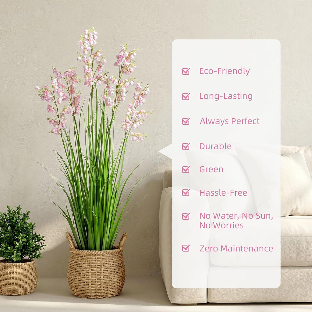 Ttranewsoo Green Onions Home Decor Fake Plants Lily of The Valley Snake Plant Home DéCor Accents Artificial Grass Room Decor Artificial Plants Indoor Artificial Grass 47' 2PCS（Pink）