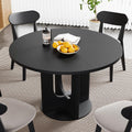 weselon Farmhouse Round Fluted Dining Table for 4, 47 Inch Circle Kitchen Table with Wooden Pedestal Base, Dinner Tables for Home Living Room Kitchen (Black)