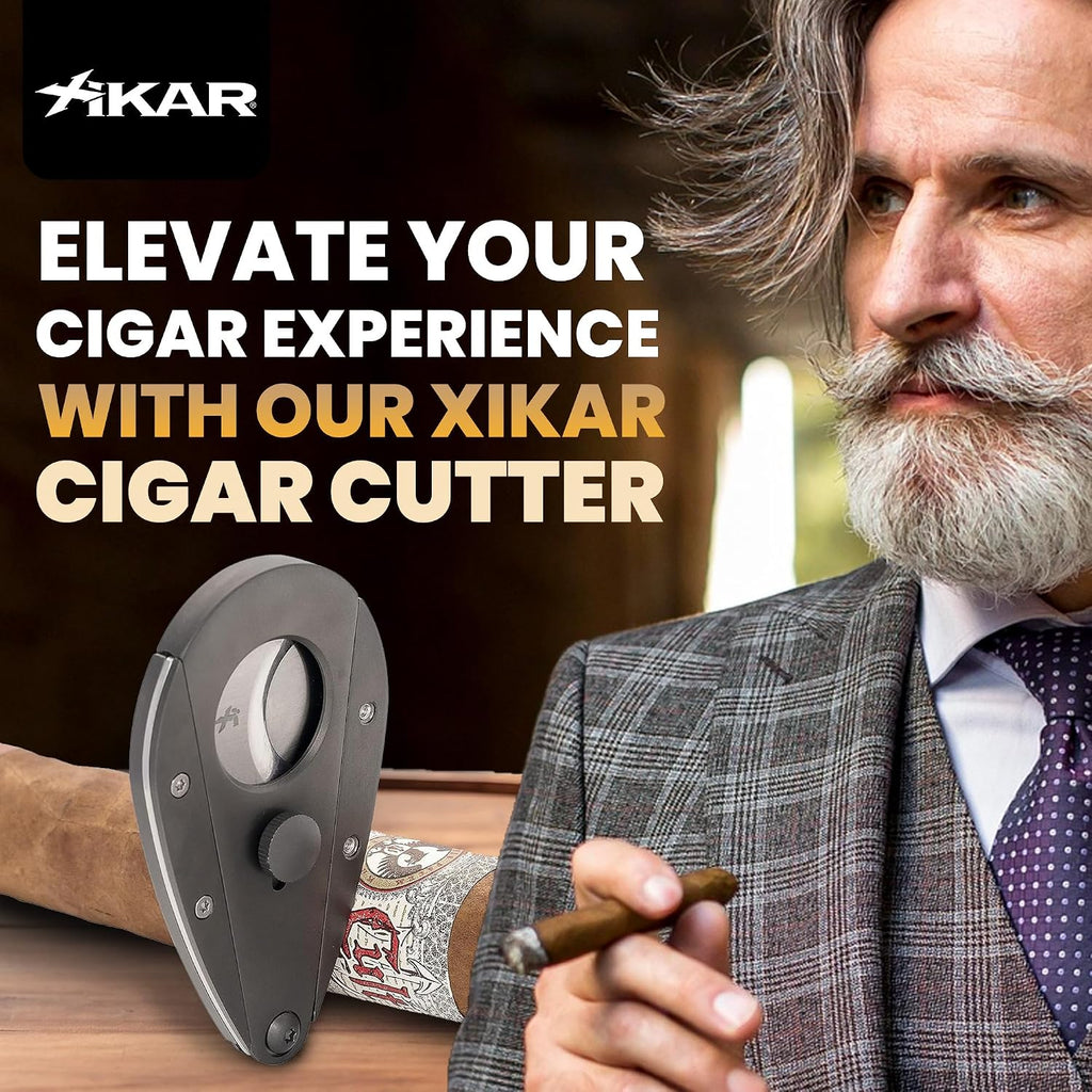 XIKAR Xi3 Cigar Cutter – Precision Double Guillotine Cigar Cutter with 440C Stainless Steel Blades – Rockwell C Rated for 54 to 60 Ring Gauge Cigars – Premium Travel Cigar Accessories