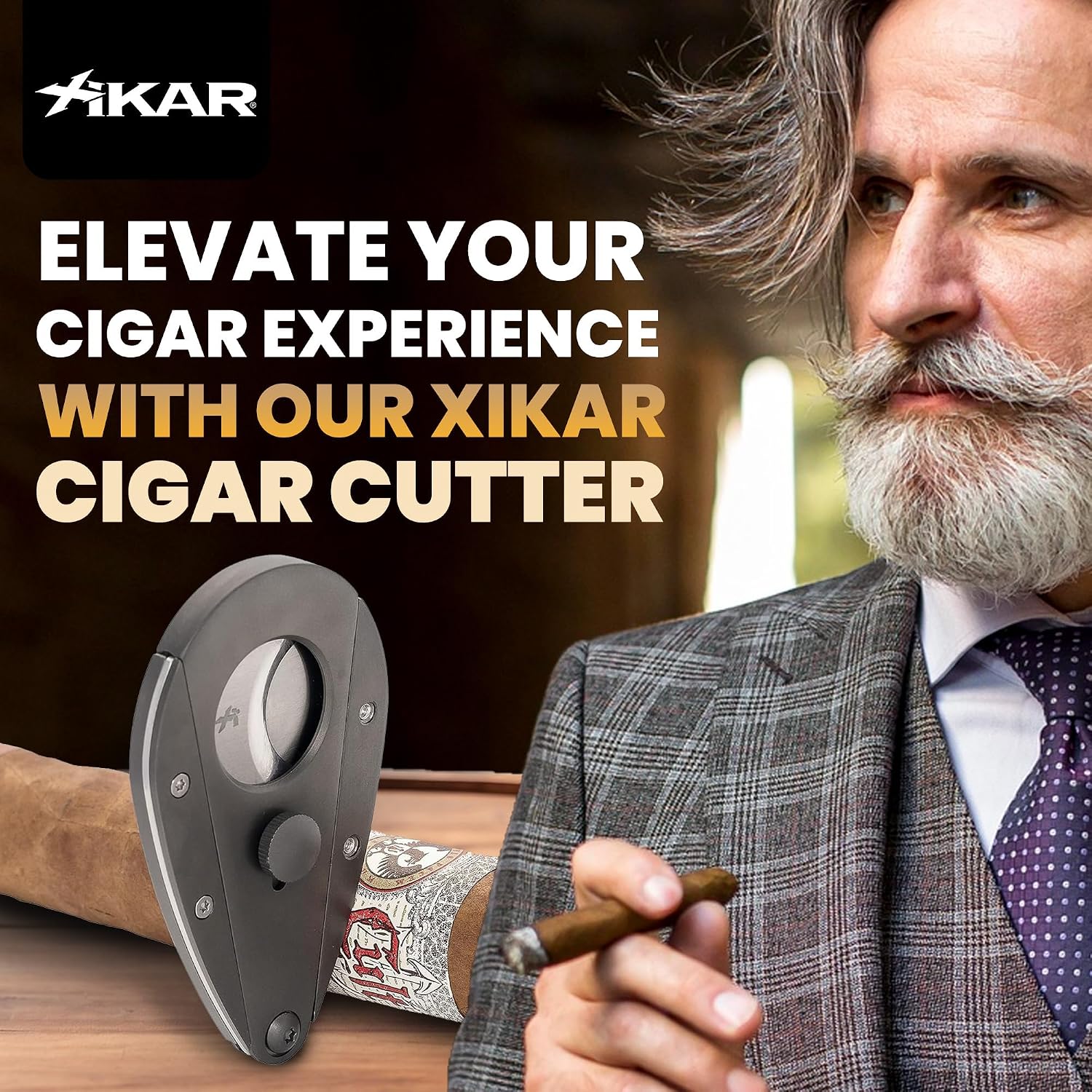 XIKAR Xi3 Cigar Cutter – Precision Double Guillotine Cigar Cutter with 440C Stainless Steel Blades – Rockwell C Rated for 54 to 60 Ring Gauge Cigars – Premium Travel Cigar Accessories
