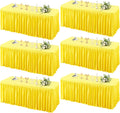 6 Pack Yellow Tablecloths for Rectangle Tables 8ft, Wrinkle Resistant Spandex Table Cover Fitted Stretch Table Cloth with Pleated Ruffle Skirts for Party Banquet Dining Birthday Wedding